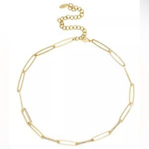 NWT ETTIKA Crystal Paperclip Chain Necklace 18K gold plating jewelry